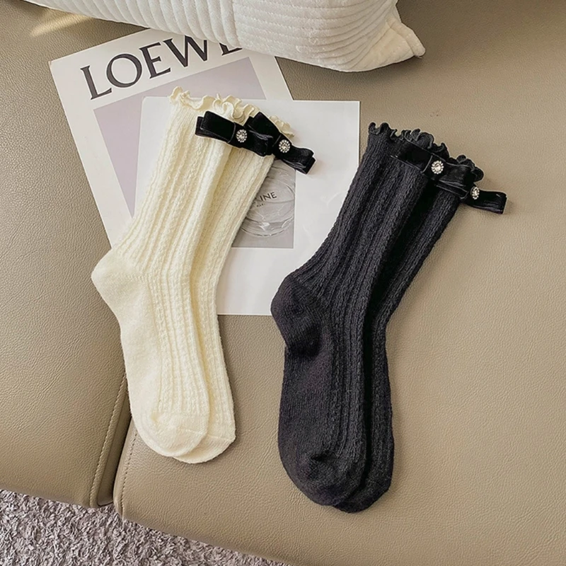 Женские носки в рубчик однотонные белые выше щиколотки повседневные мягкие