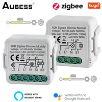 aubess tuya smart zigbee switch dimmer module dimmable 110 240v home automation module voice control work with google home alexa