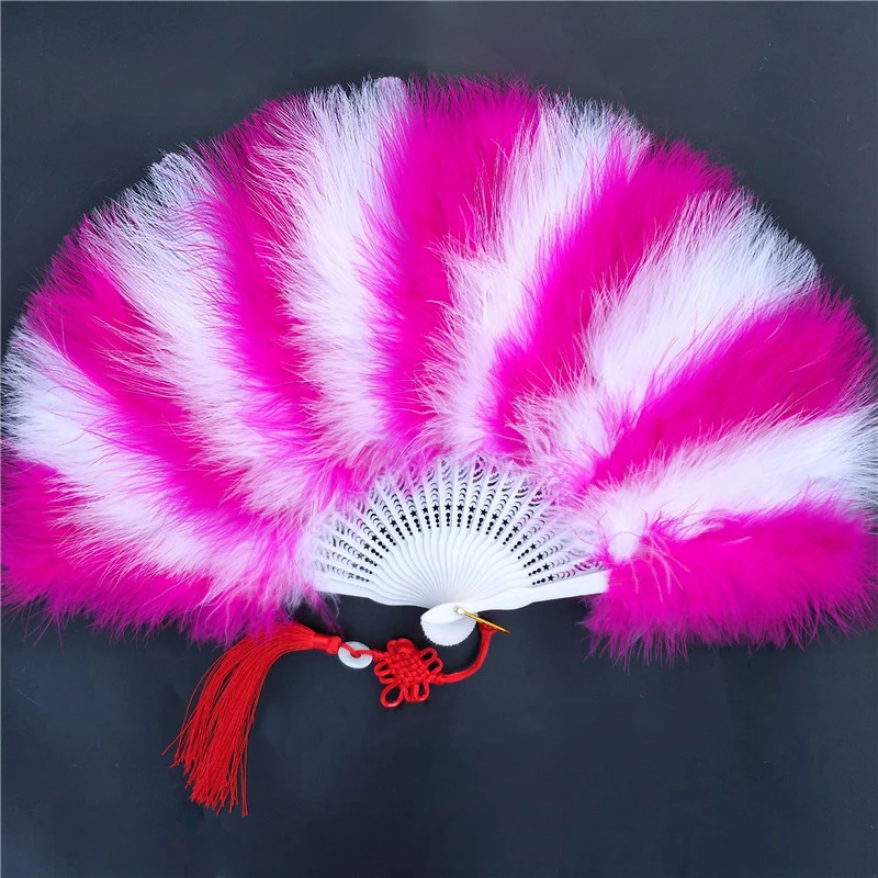 

White Hand Fan Ladies Folding Feather Fans Home Decor Handmade Dance Wedding Party Accessories Crafts Gifts