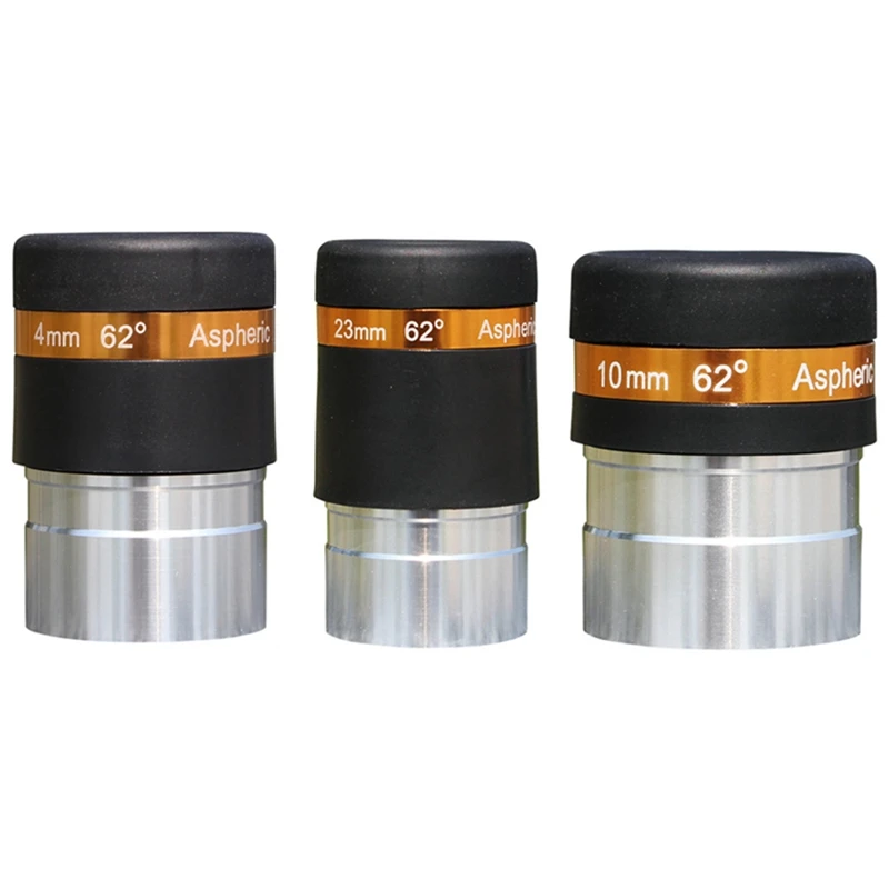 

Telescope 1.25 Inch 4mm 10mm 23mm Wide Angle 62 ° Aspheric Eyepiece Set HD Fully Coated Telescope Accessory