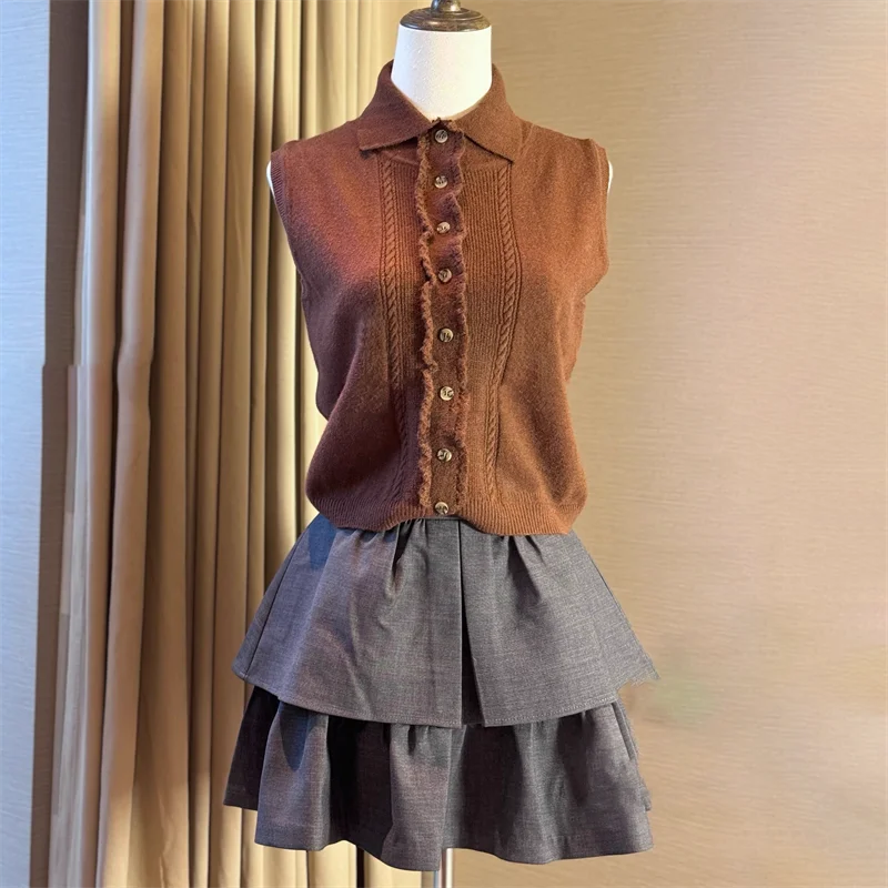 Кардиган женский новый эластичный вязаный облегающий жилет на осень 2024 свитер из