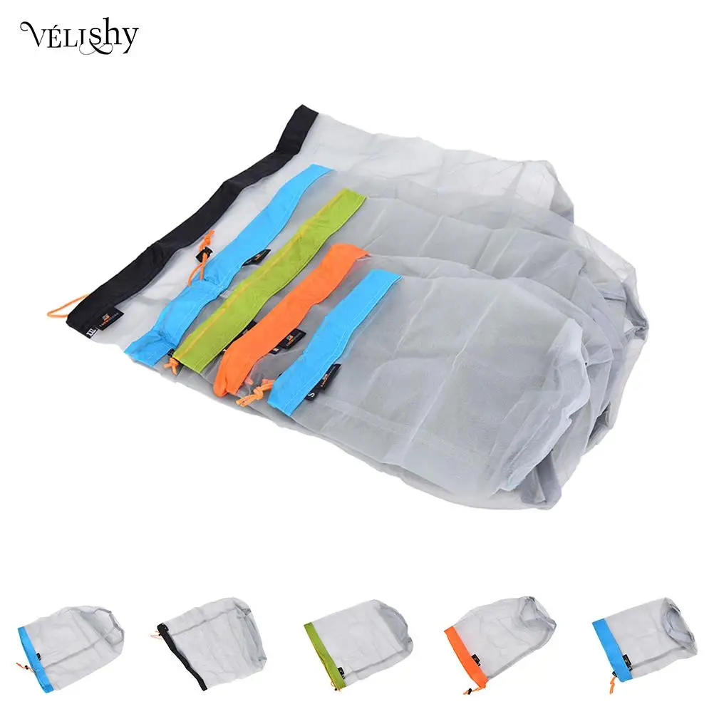 1Pcs 5 Sizes Portable Tavel Mesh Stuff Sack Drawstring Bag Travel Kit Accessories | Багаж и сумки