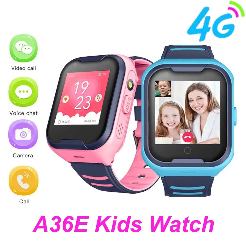 

A36E 4G Kids Smart Watch GPS Video Call Phone Watch Waterproof Smartwatch Child Clock GPS PK Q50 Q90 Y95 Student Free shipping