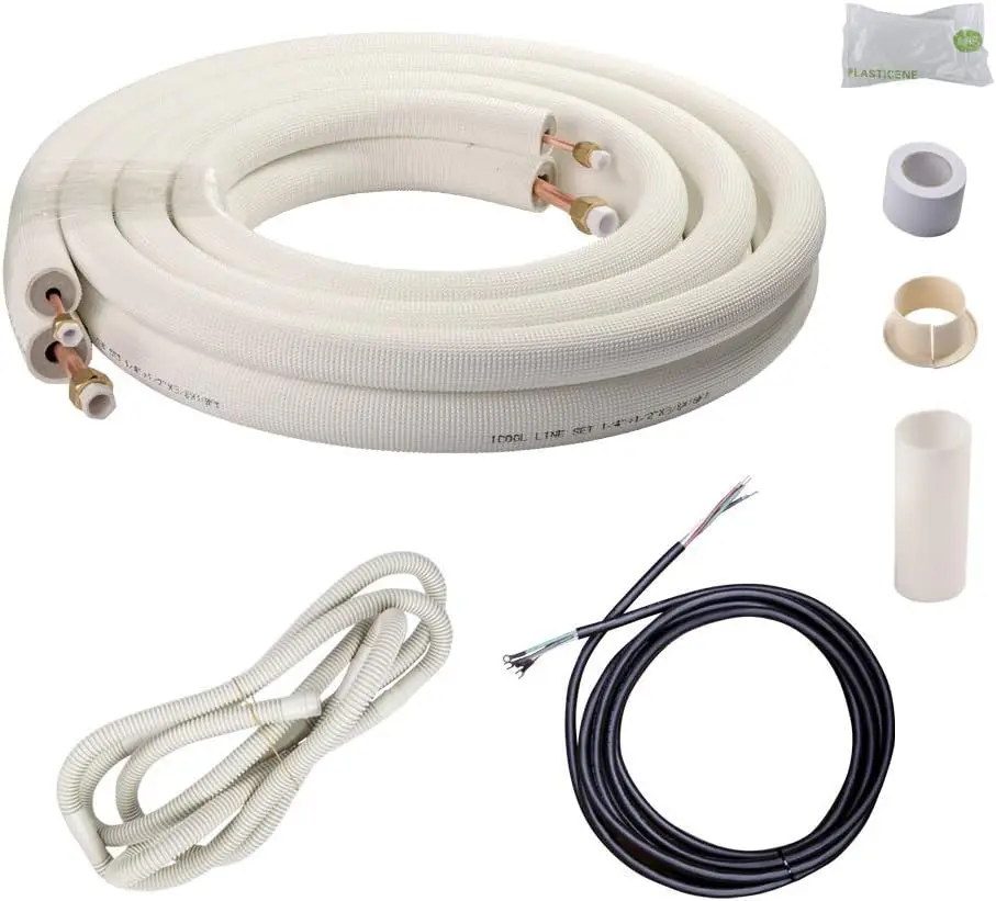 

Ft. Line Set 1/4&3/8 Inch 3/8" PE for Mini Split Air Conditioner Insulated Coil Copper Pipes HVAC with Fittings