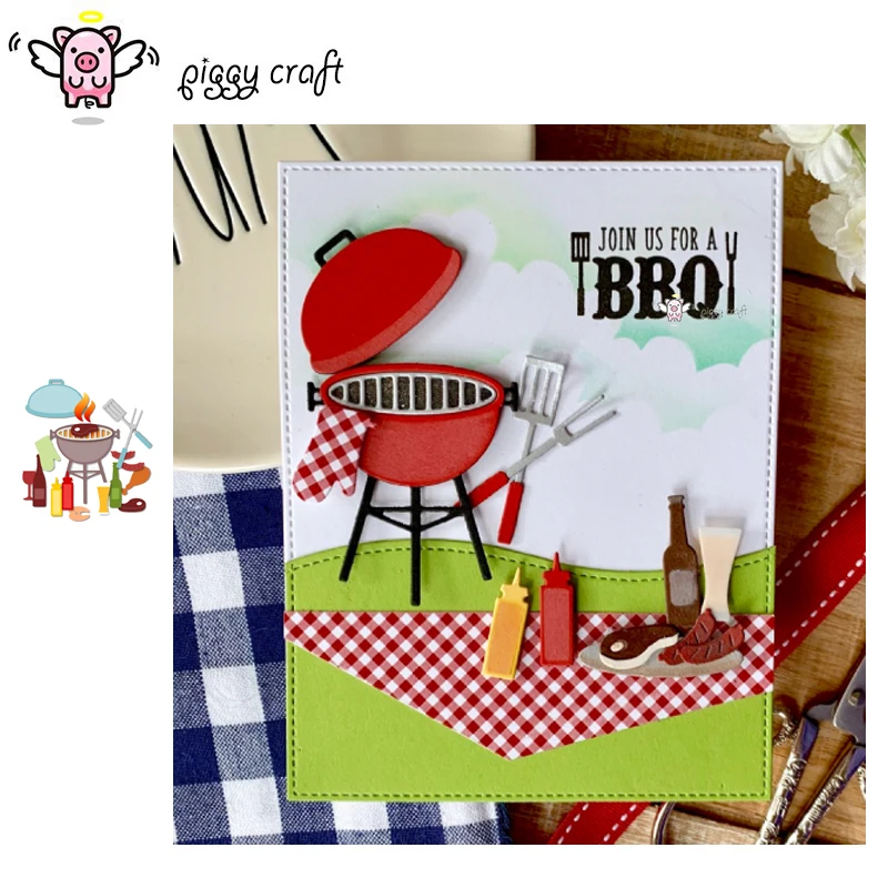 Piggy Craft metal cutting dies cut die mold Backyard BBQ grill Scrapbook paper craft knife mould blade punch stencils dies