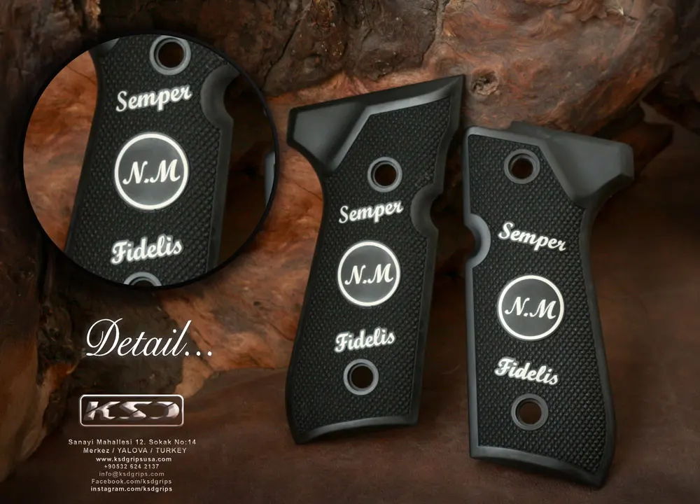 

Ksd Grips Beretta 92/96/98/M9 Full Size Grip Black Acrylic, Silver