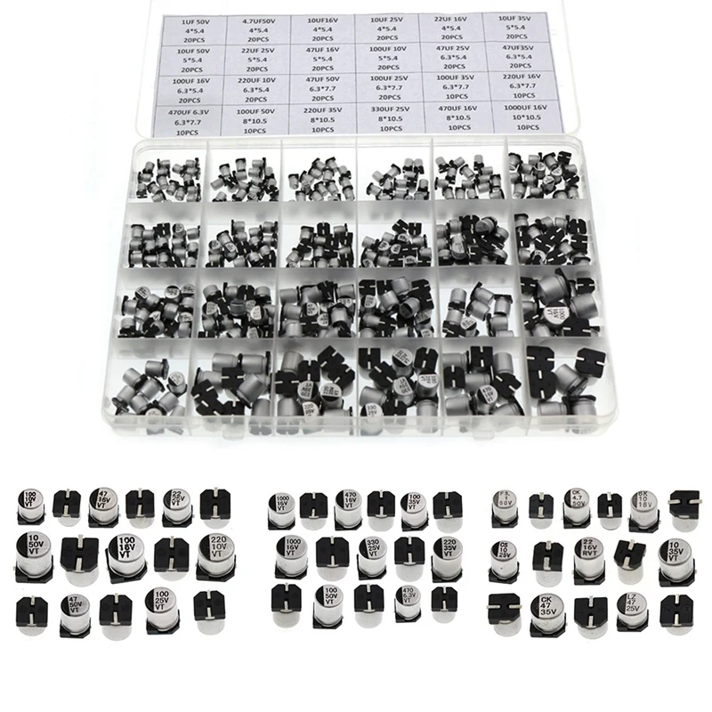 

400 24 Values Assorted Kit SMD Electrolytic Capacitor Assortment Kit