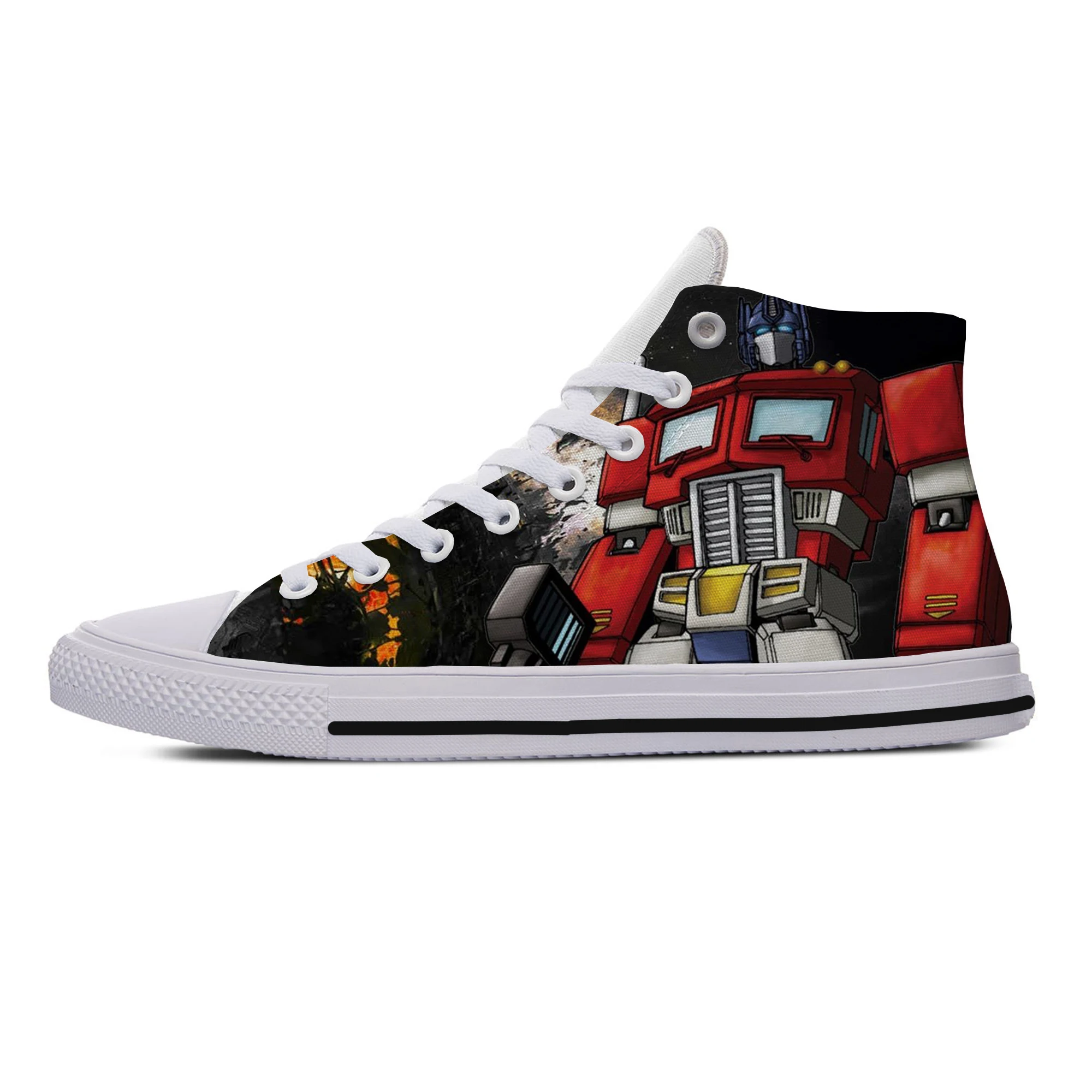 

O Ptimus Prime Men Vulcanized Shoes New High Top Casual Shoes Men Autumn Leather Sneakers Anime Shoes Plus Size Male Flat