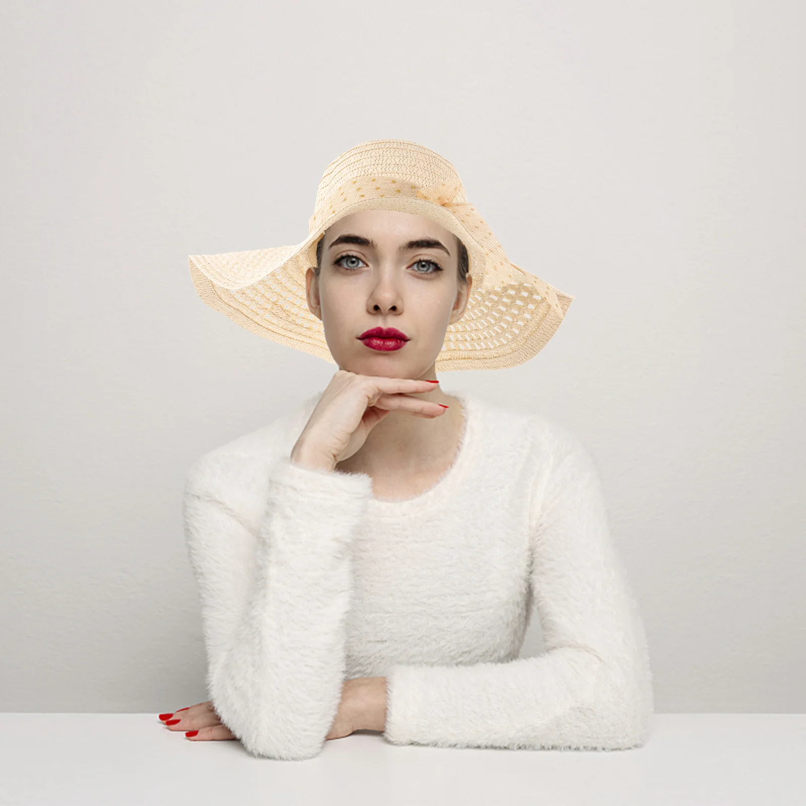 

Caps Lightweight Summer Hat Headwear Sun Visor Women Polyester Woven Beach Miss Head-wear Prop