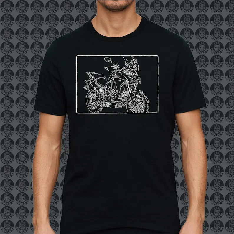 DUCATI MULTISTRADA V4 Мотоцикл GorillaFX Графический стиль02 Дизайнерская футболка с принтом