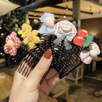 new floral hair combs for kids girls bangs comb hair clips pin headdress cartoon strawberry hairpin comb baby hair accessories