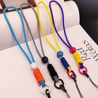hand woven contrast color pendant mobile phone lanyard with telescopic buckle portable key anti lost sling universal lanyard key