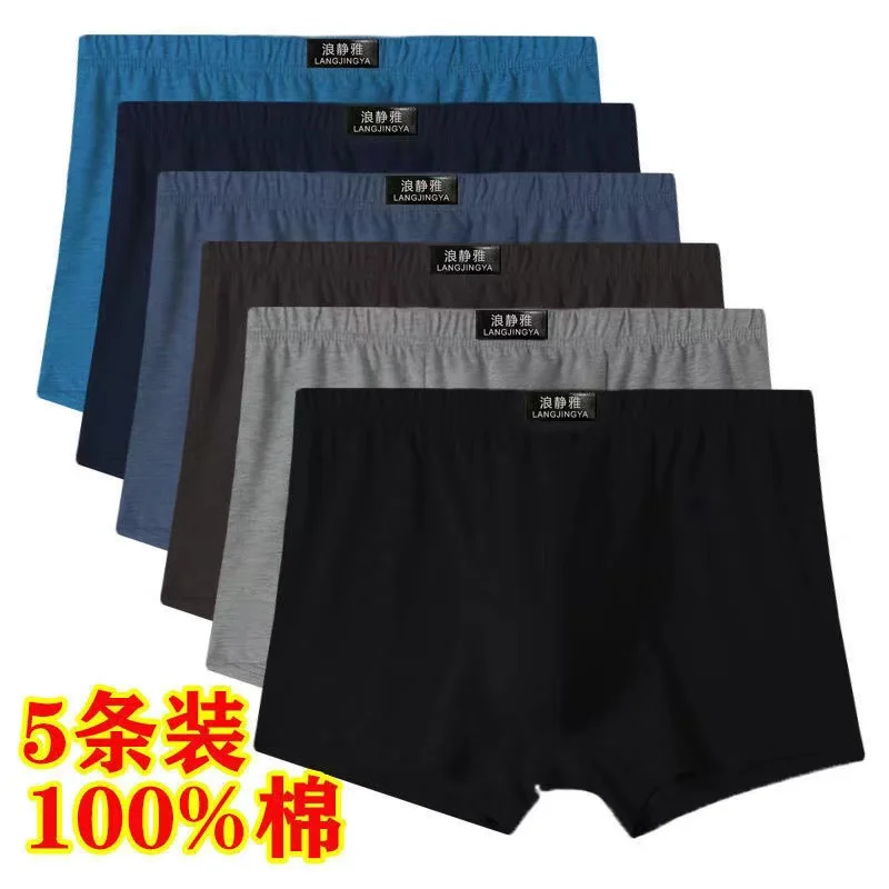 5pcs/Lot Men's Underwear Pure Cotton Boxer Shorts Large Size Loose Cotton Men's Underwear Big Boxers 5XL 6XL Plus