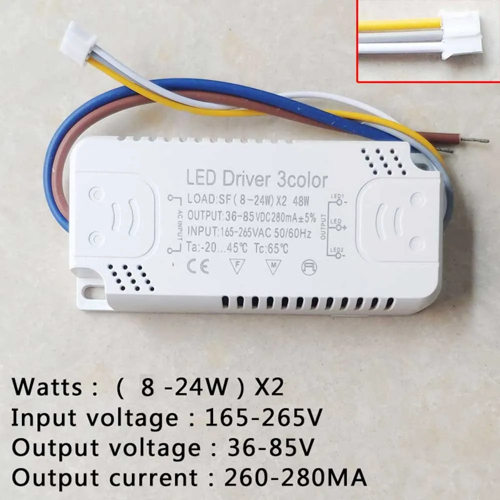 

1pcs 50-60HZ 260-280mA AC165-265V LED Driver 3color Adapter For LED Lighting Non-Isolating Transformer Replacement For Down Lamp