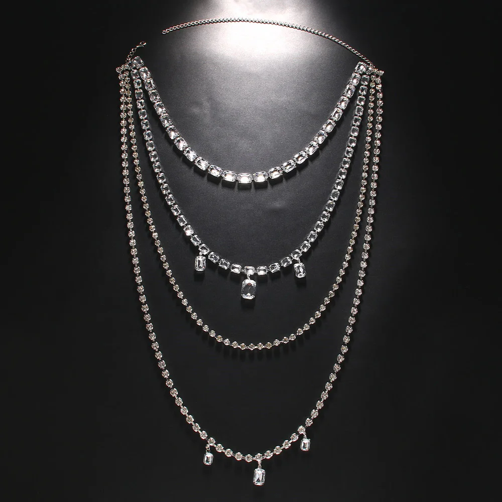 Stonefans простой многослойный женское ожерелье-цепочка с квадратной подвеской