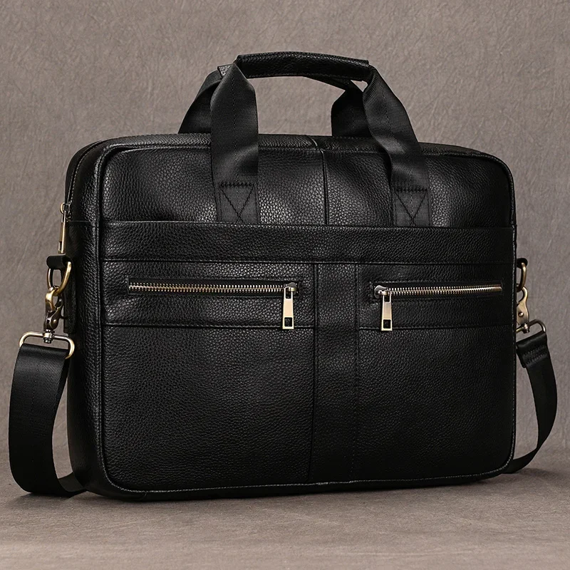 

Newsbirds Black Men Briefcase Case Doctor Layer Business Office Man Laptop Bags Genuine Leather Computer Bags Men Male Bag