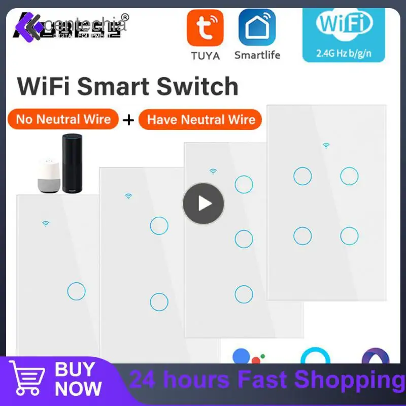 

Multi-function Tuya Wif Smart Light Neutral Wire/no Neutral Wire Smart Switch Support Alexa Google Home Tempered Glass