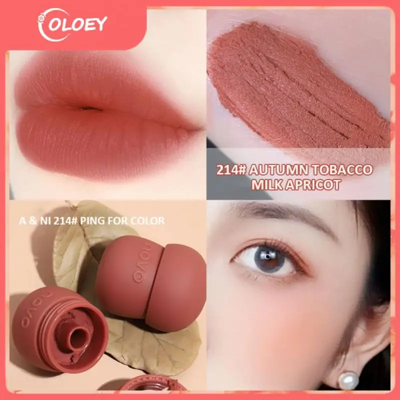 

Natural Cheek Lip Tint Mushroom Lip Tint Mud Moisturizing Velvet Matte Lipstick Soft Smooth Lip Mud 4 Colors Face Blush