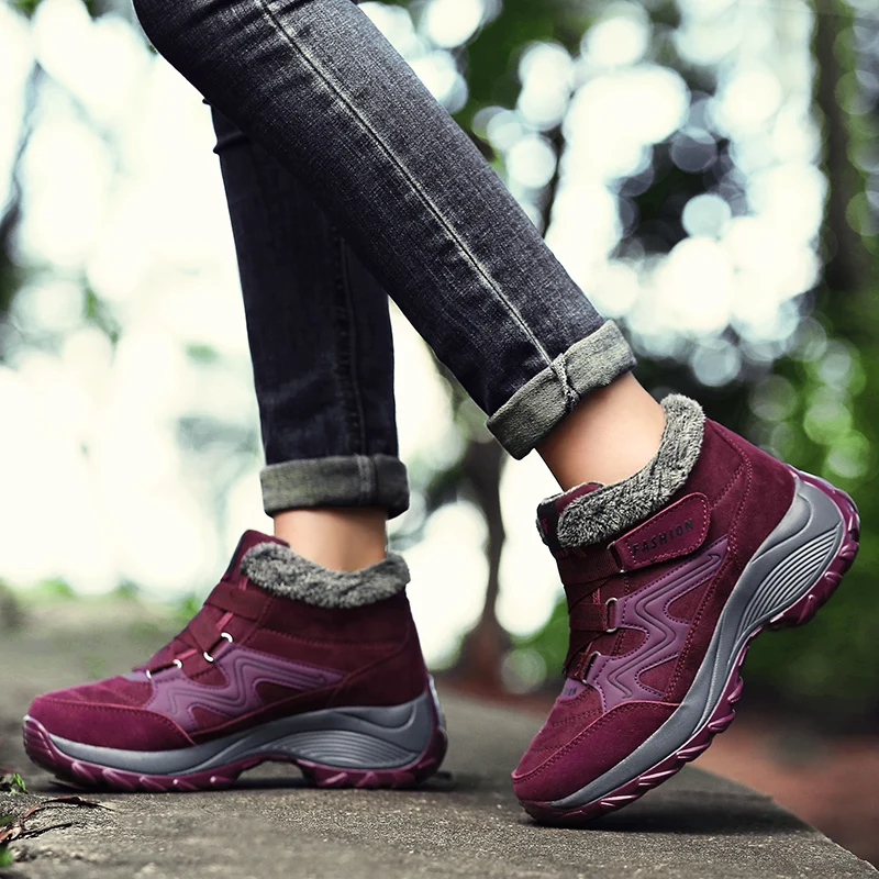 Women Warm Fur Non-slip Outdoor Shoes Winter Snow Ankle Boots Casual Boots