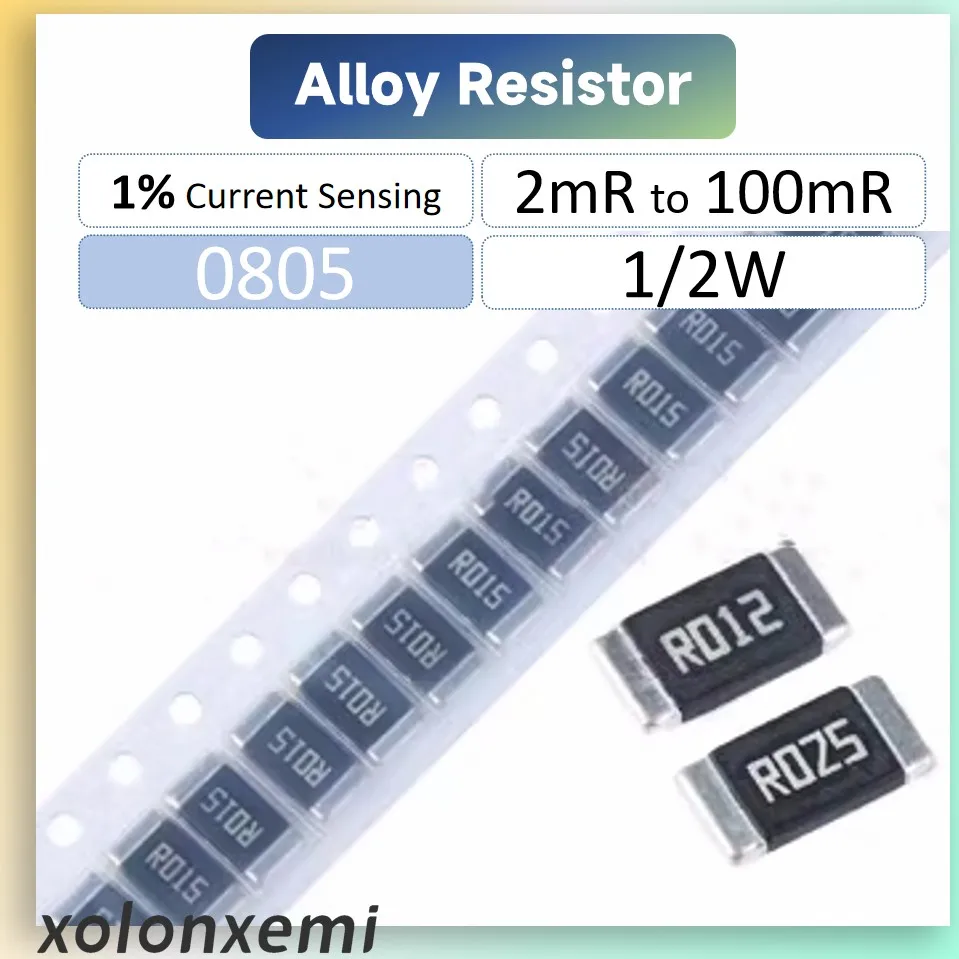 Металлофольга 0805 SMD, Сопротивление 1% 1/2 Вт, чувствительный резистор тока 0,5 Вт, 5mR 2mR 7mR 10mR 15mR 20mR 25mR 33mR 50mR 100mR, 10 шт.