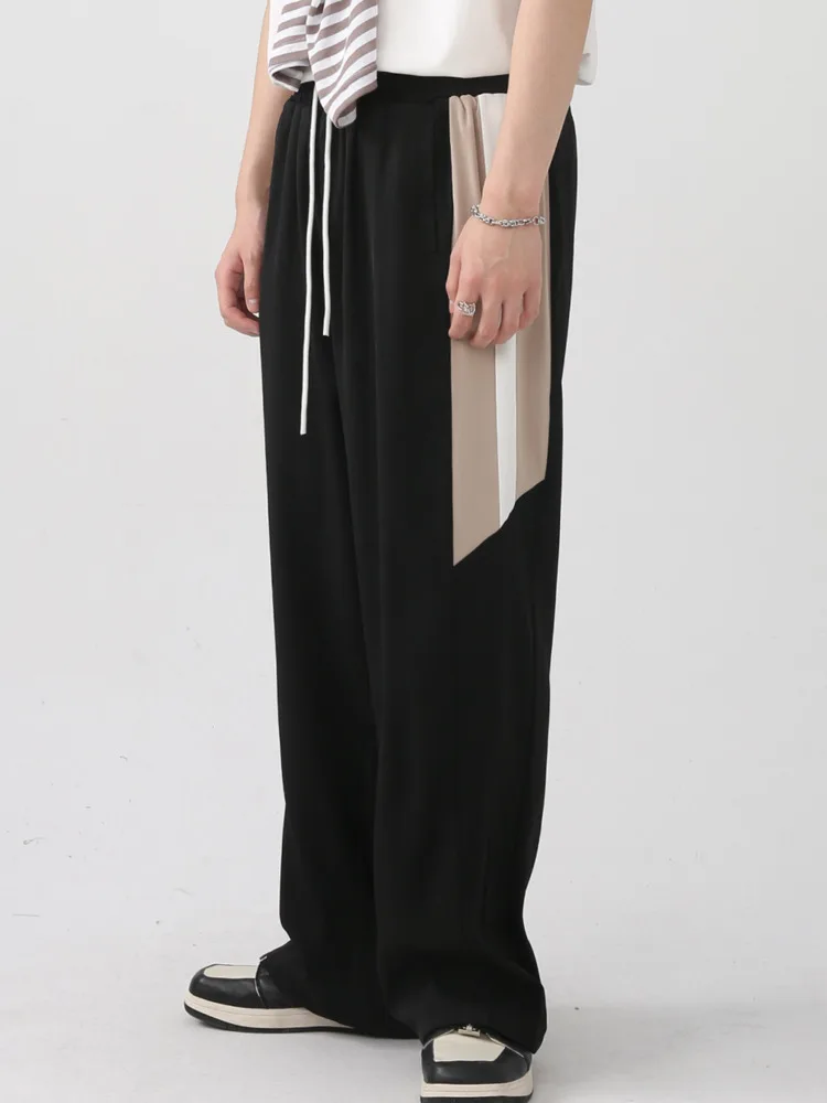 

SYUHGFA Men Clothing 2022 Autumn Personality Drawstring Wide Leg Pants Elastic Waist Pants Causal Loose Trousers For Male