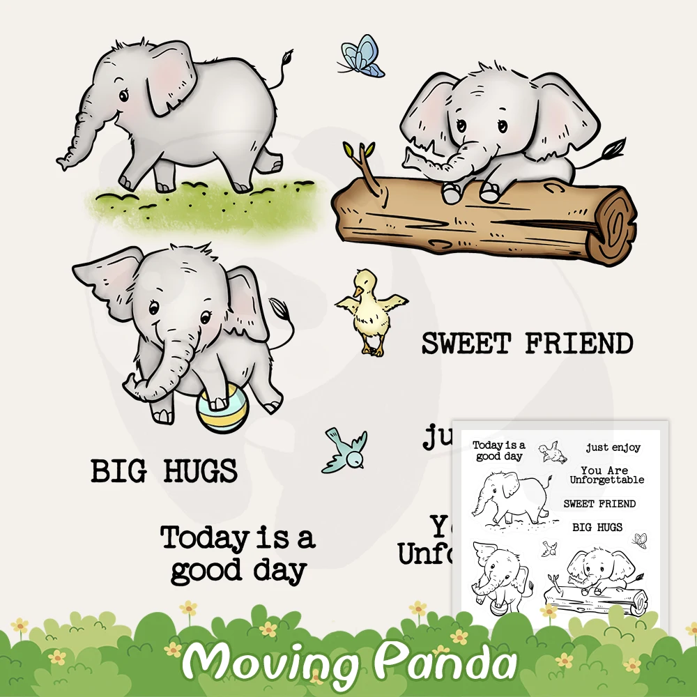 

Happy Elephant Playing Metal Cutting Dies And Clear Stamp DIY Scrapbooking Dies Cut Stamps For Cards Handmade Album Decor