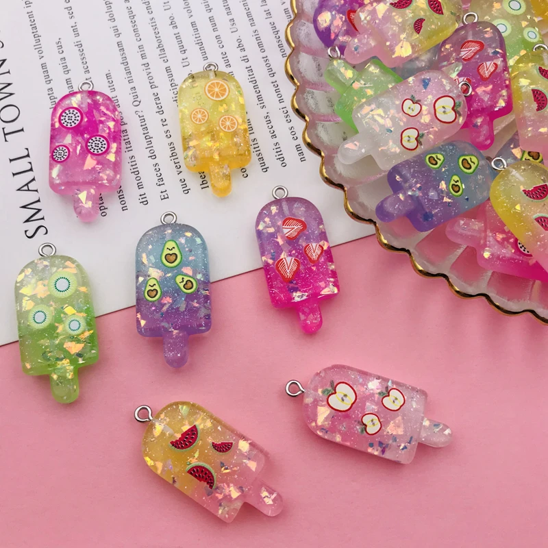 

10 шт., лидер продаж, кавайные блестящие искусственные фрукты из смолы для брелоков, сережек, скрапбукинга, изготовления своими руками, ожере...