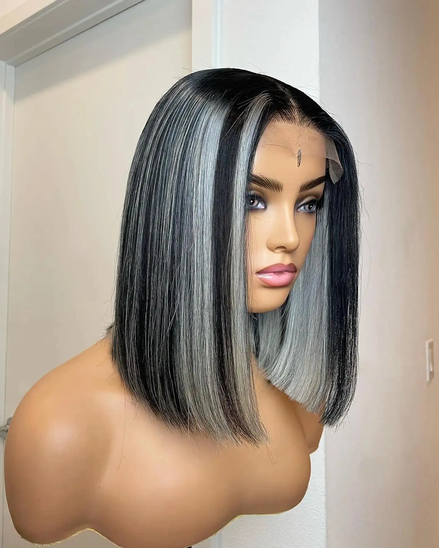Ed Human Hair Wig 1b/grey Short Bob Wig Lace Front Human Hair Wigs 13x4 Lace Front Wigs For Women