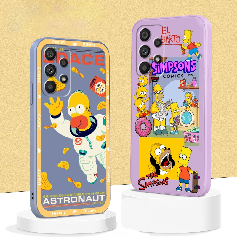 

Anime Simpsons Homer Disney Phone Case For Samsung A73 A72 A71 A52 A53 A54 A51 A42 A34 A32 A14 A21S A13 A12 A23 5G Liquid Rope
