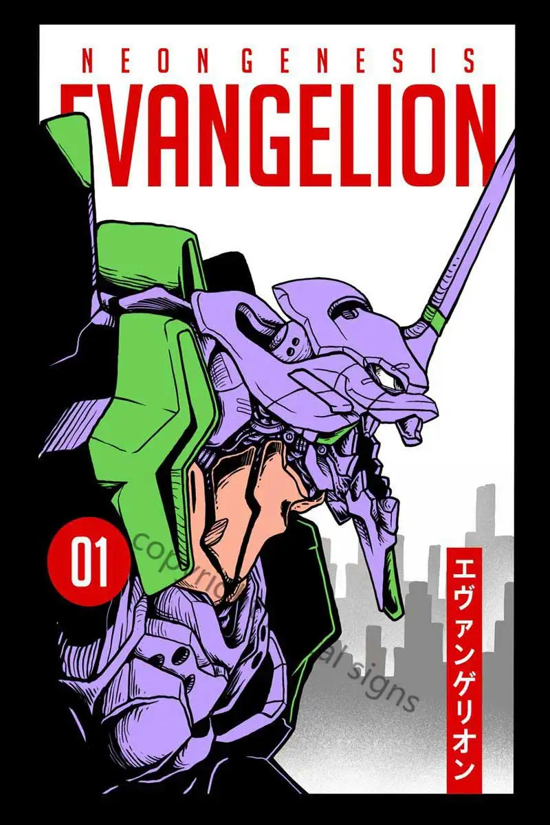 

Жестяные таблички Neon Genesis Evangelion, стандартная Ретро винтажная металлическая вывеска, неоновая вывеска для дома, мужская пещера, кафе, паба, бе...