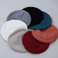 women wool berets french artist style warm winter beanie hat retro plain beret solid color elegant lady all matched autumn caps