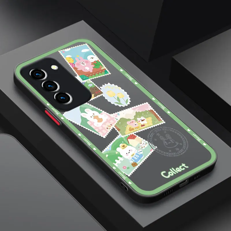 Vintage Stamps Frosted Translucent Phone Case For Samsung Galaxy A03 Core A02 A10 A12 A20 A21 A50 A70 S A01 A04E A05 A11