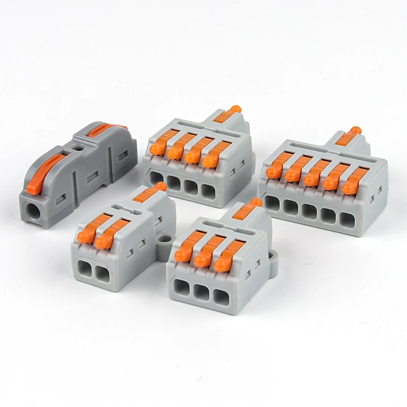 

10PCS With Fix Hole Quick Connection Wire Connector Compact Insulated For Home Junction box Terminal 2/3/4/5 Pin With Lever