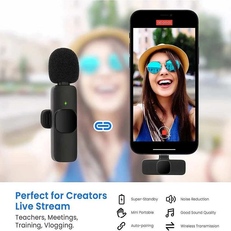 Беспроводной петличный микрофон 2 в 1 профессиональный для аудио и видео караоке