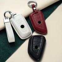 top layer leather car key case cover shell keychain for bmw x3 x5 x6 f30 f34 f10 f20 g20 g30 g01 g02 g05 f15 f16 1 3 5 7 series