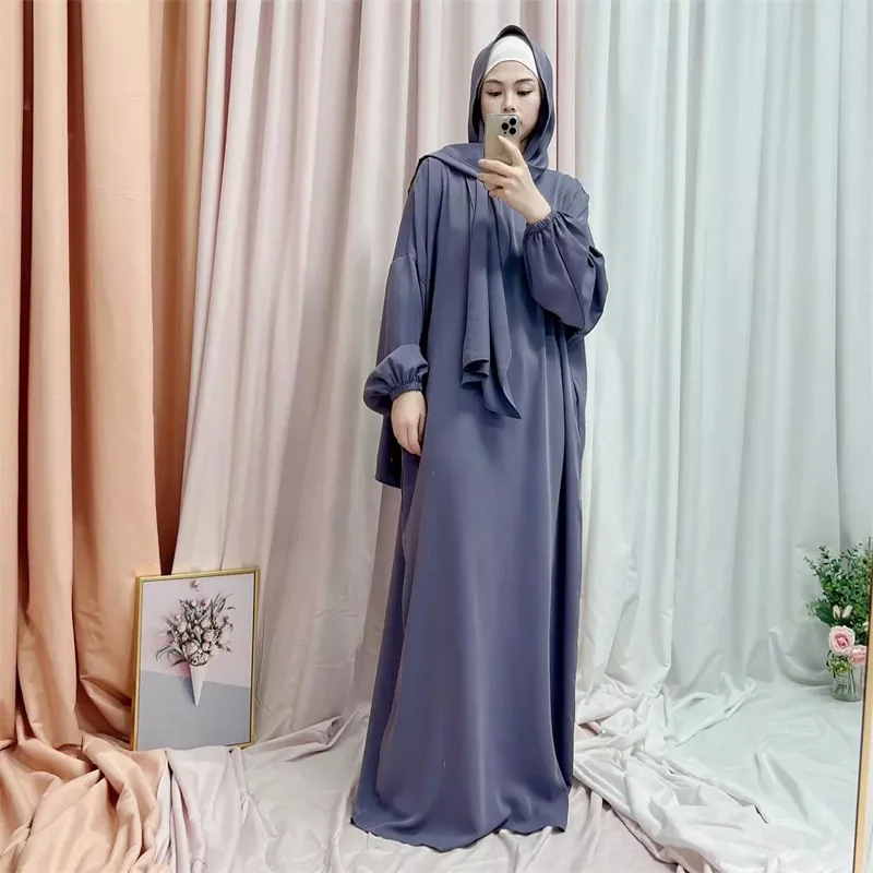 Рамадан ИД платье 2022 Дубай для женщин 14 цветов простой женский исламский абайя с Hijab Соединенные
