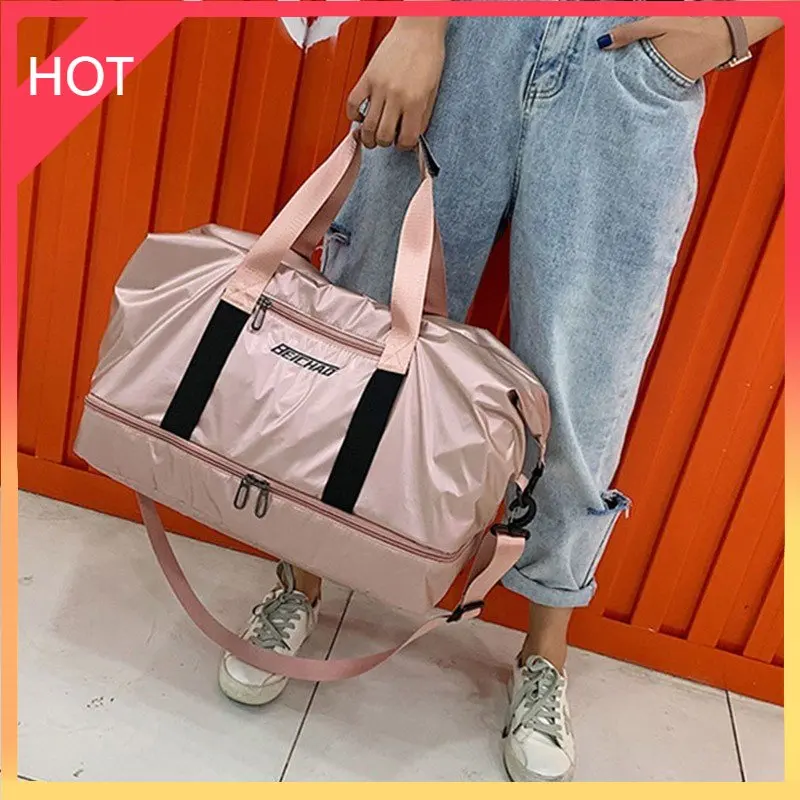 

New Waterproof Travel Sports Bag Ladies Outdoor Sport Gym Bags Women Oxford Fitness Storage Tote For Shoe Men Training Bag 2021