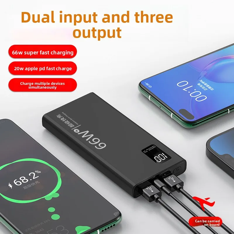 Фото Портативное зарядное устройство (Power Bank) 2026 года, большая емкость 20000 мАч, 66 Вт, для iPhone, Samsung, Xiaomi, быстрая зарядка, со светодиодным индикатором №3