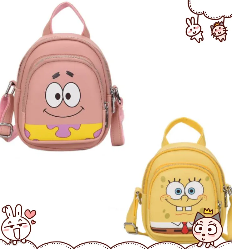 

Симпатичные кавайные Мультяшные Квадратные Штаны Губка Боб Патрик звезда Диагональная Сумка через плечо Пу Текстура искусственная кожа су...