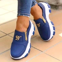 womens fashion casual shoes comfortable breathable wedge heel platform high heels zipper slip on ladies sneakers running shoes