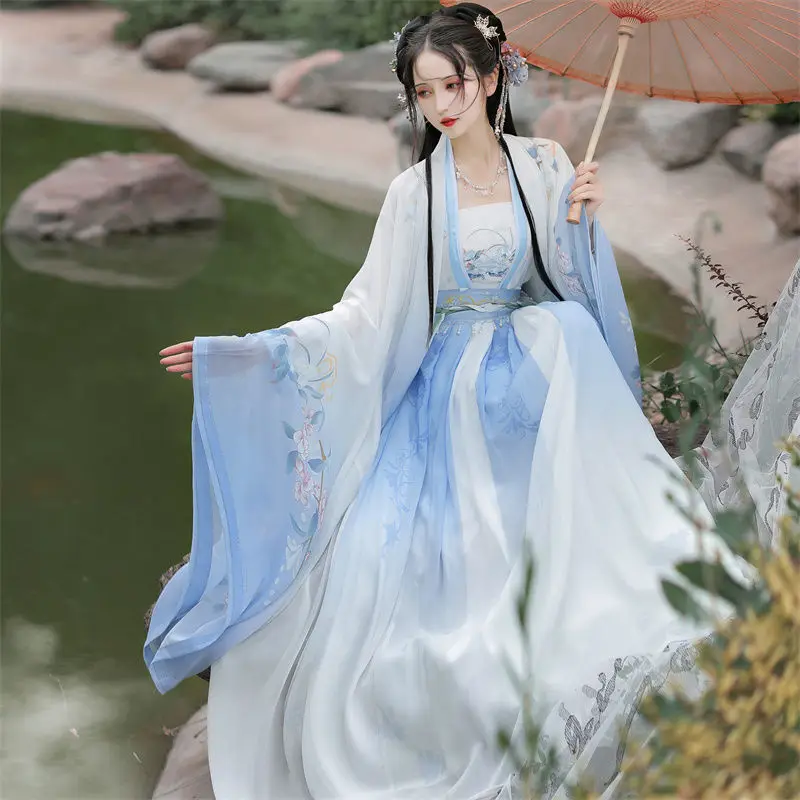 

Xici original new Hanfu {title flower} Chinese style daily student girlfriend Xiuyin two-color swing skirtsummerandautumnclothes