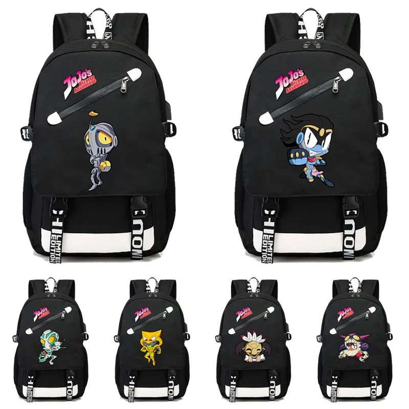 

Рюкзак унисекс для подростков, школьный ранец с аниме «Невероятные приключения Джоджо» для мальчиков и девочек, сумка для ноутбука с мультяшным принтом, вернуться в школу