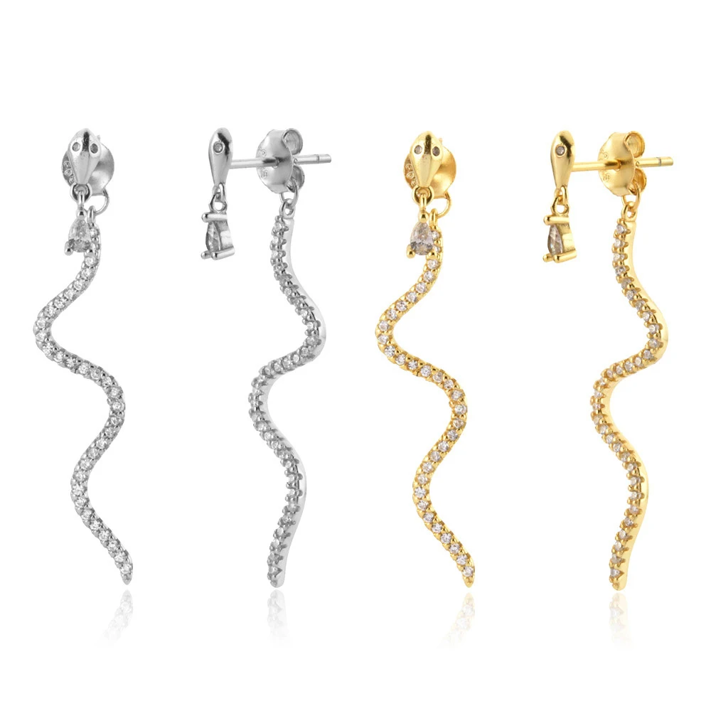 

Серьги-гвоздики женские в богемном стиле, ювелирные украшения для ушей со змеиным декором, циркониевые украшения для вечеринок