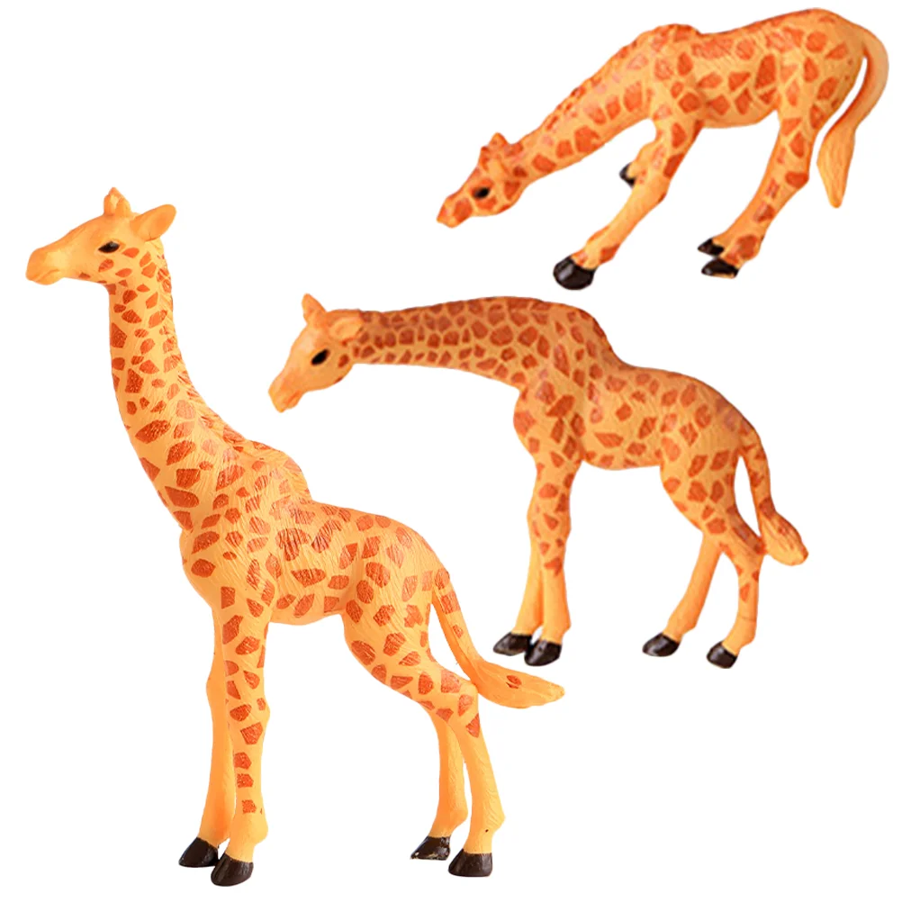

3 Pcs Dining Table Decor Lovely Mini Figure Chic Giraffe Room Decorative Miniture Decoration Puppet Ornaments