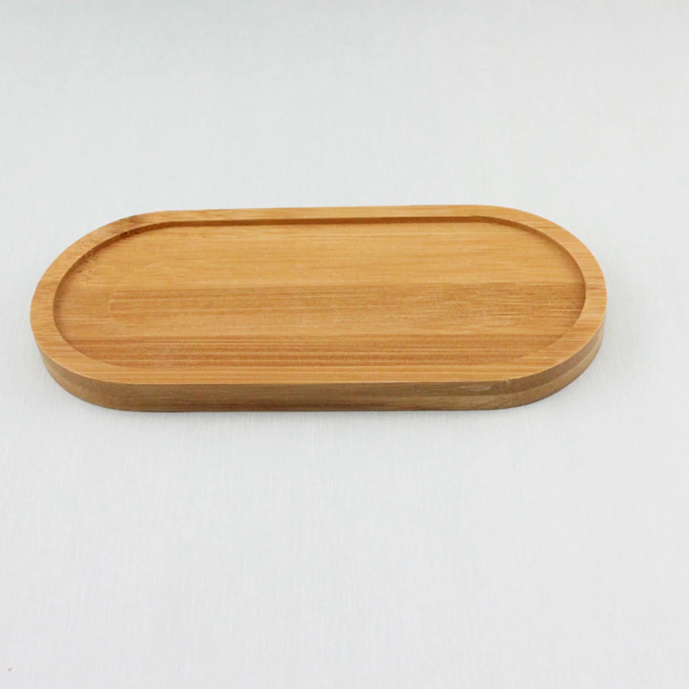 Овальная бамбуковая деревянная подставка для блюдце поднос растений держатель