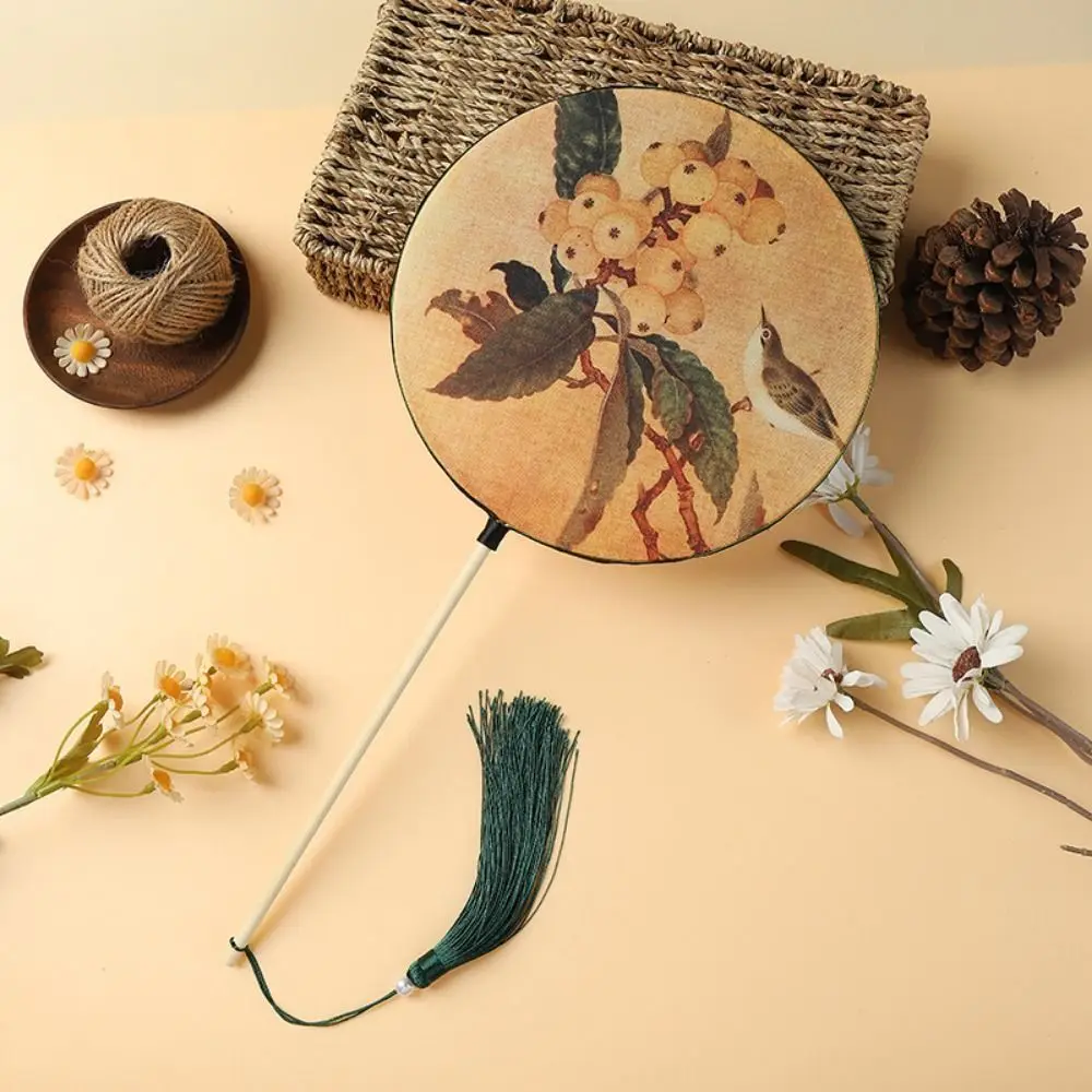 Танцевальный Веер В Китайском Стиле С Щетиной. Винтажный Придворный Круглый