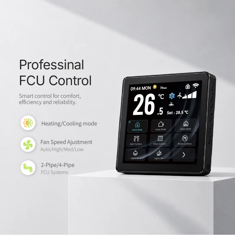 Фото Термостат для кондиционера 2-в-1 WiFi/Zigbee FCU/Fan Coil с сенсорным экраном, переключателем сцен и дистанционным управлением Tuya Smart Life №3