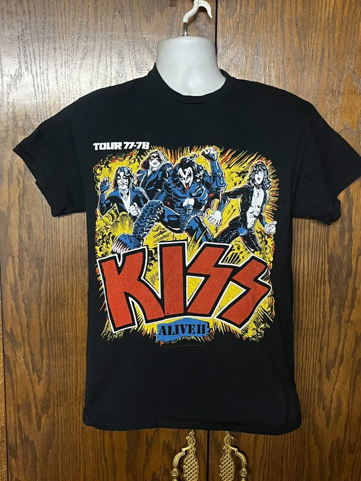 Футболка Kiss Alive Ii Tour 77 78 с музыкой б/у черная средняя Лицензированная