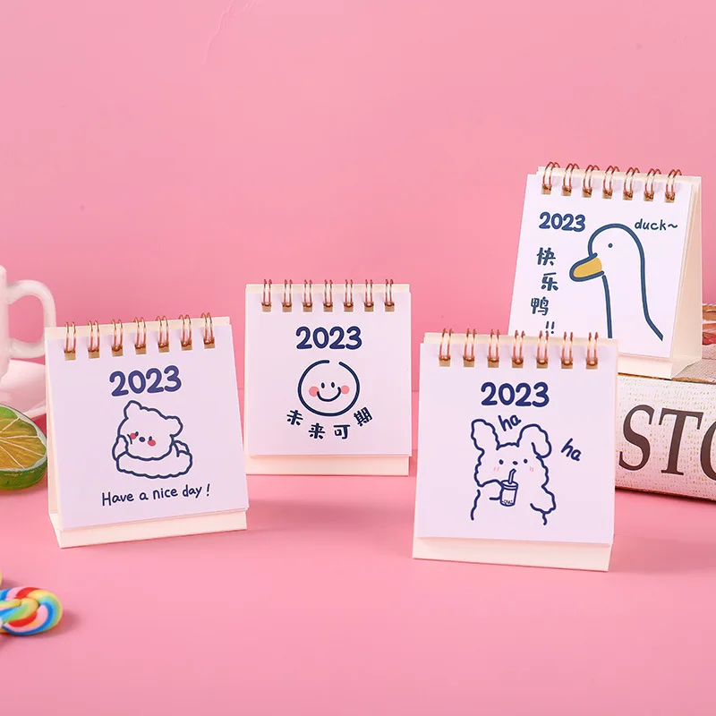 2023 Cute Creative Mini Desk Calendar Decoration Stationery School Supplies Kawaii Desk Calendars Animal Office Supplies