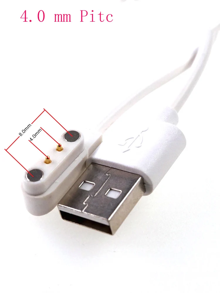 1 pcs Charging cable magnetic Pogo Pin Connector 2 Pin 4.0 mm Pitch Adapter USB A Connector Male 60 cm Length Magnet charge